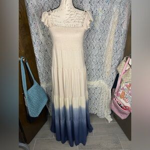 Umgee cream and blue ombré maxi dress